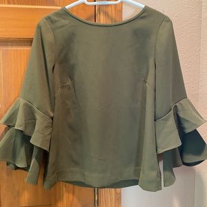 J. Crew Dark Green Quarter Sleeve Blouse